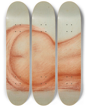 Triptych art skateboard deck of Aristide Maillol Femme Couche by Aristide Maillol (1861-1944)