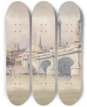 Triptych art skateboard deck of David Cox The Opening Of The New London Bridge by David Cox (1783-1859) Triptych art skateboard deck of David Cox The Opening Of The New London Bridge by David Cox (1783-1859)