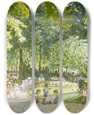 Triptych art skateboard deck of Flix Brard Square De La Mairie Du Xivme Arrondissement Le Communiqu De 15 Heures by Felix Brard (19-20-)