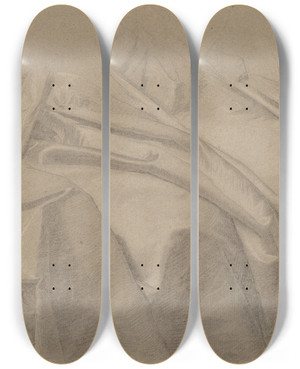 Triptych art skateboard deck of John Singleton Copley Drapery Study For Mary And Elizabeth Royall by John Singleton Copley (1738-1815)