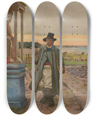 Triptych art skateboard deck of Stanisaw Masowski Merciful Christ by Stanislaw Maslowski (1853-1926)