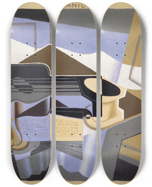 Triptych art skateboard deck of Juan Gris Le Canigou by Juan Gris (1887-1927)