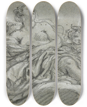 Triptych art skateboard deck of Franois Boucher Venus And Cupid_1 by Francois Boucher (1703-1770)