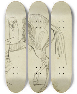 Triptych art skateboard deck of Thodore Gricault Horse Studies And Tassels by Theodore Gericault (1791-1824) Triptych art skateboard deck of Thodore Gricault Horse Studies And Tassels by Theodore Gericault (1791-1824)