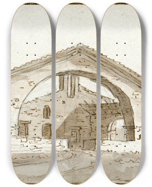 Triptych art skateboard deck of Otto Howen Spaanse Hoeve by Otto Howen (1774-1848)