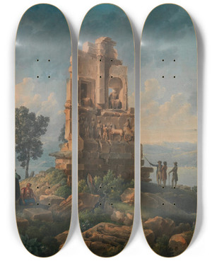 Triptych art skateboard deck of Louisfranois Cassas The Philopappou Monument Athens by Louis-Franois Cassas (1756-1827)