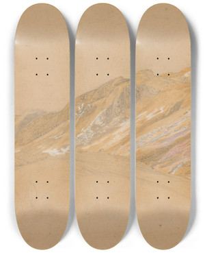 Triptych art skateboard deck of Samuel Palmer Mountains By The Travellers Rest Near Dolgelly by Samuel Palmer (1805-1881)