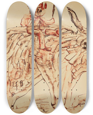 Triptych art skateboard deck of Paul Klee Sans Titre by Paul Klee (1879-1940)