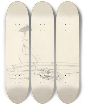 Triptych art skateboard deck of Cornelius Varley Study Of An Anchor by Cornelius Varley (1781-1873)
