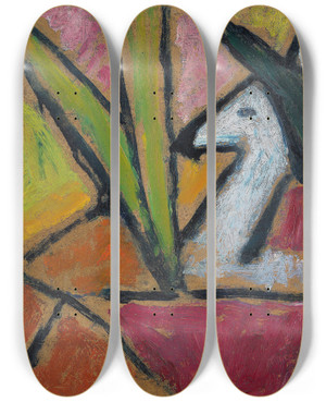 Triptych art skateboard deck of Alexej Von Jawlensky Ohne Titel by Alexej Von Jawlensky (1864-1941)