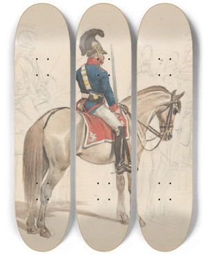Triptych art skateboard deck of Johann Adam Klein A Group Of Mounted Officers by Johann Adam Klein (1792-1875)