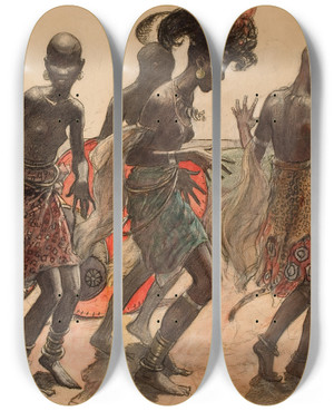 Triptych art skateboard deck of Wladyslaw Theodore Benda The Dance by Wladyslaw Theodore Benda (1873-1948) Triptych art skateboard deck of Wladyslaw Theodore Benda The Dance by Wladyslaw Theodore Benda (1873-1948)