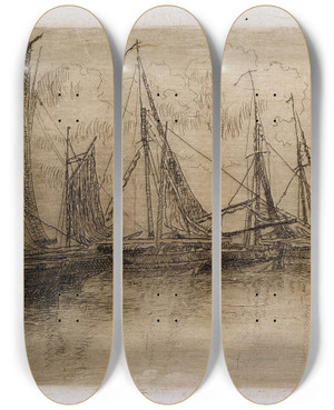 Triptych art skateboard deck of James Ensor The Small Boats by James Ensor (1860-1949) Triptych art skateboard deck of James Ensor The Small Boats by James Ensor (1860-1949)