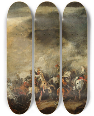 Triptych art skateboard deck of Piotr Michaowski Battle Of Somosierra by Piotr Michalowski (1800-1855)