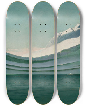 Triptych art skateboard deck of William Bradford Iceberg by William Bradford (1823-1892)