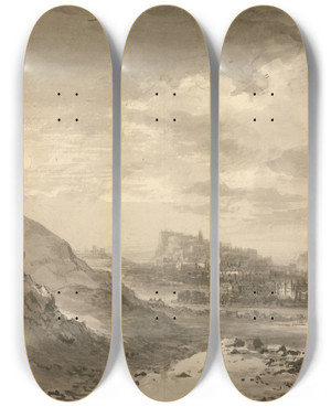 Triptych art skateboard deck of Alexander Nasmyth Edinburgh by Alexander Nasmyth (1758-1840)