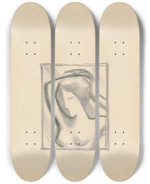 Triptych art skateboard deck of Mikul Galanda Sketchbook_31 by Mikulas Galanda (1895-1938)