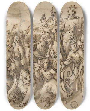 Triptych art skateboard deck of Christoph Murer Triumph Of Eternity by Christoph Murer (1558-1614)