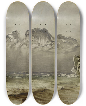 Triptych art skateboard deck of Peder Balke Coastal Landscape by Peder Balke (1804-1887)