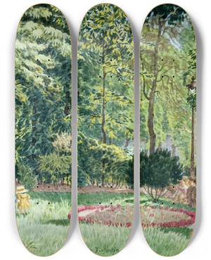 Triptych art skateboard deck of Flix Brard Square De La Mairie Xiv A Paris by Felix Brard (19-20-)