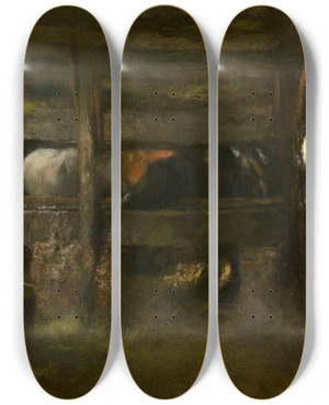 Triptych art skateboard deck of Jan Stobbaerts Horse Stable by Jan Stobbaerts (1838-1914) Triptych art skateboard deck of Jan Stobbaerts Horse Stable by Jan Stobbaerts (1838-1914)