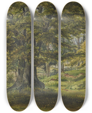 Triptych art skateboard deck of W Nicholls Coldbath Moseley by W Nicholls