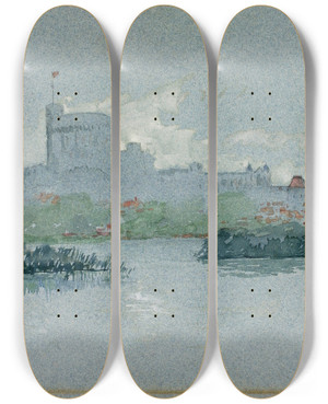 Triptych art skateboard deck of Cass Gilbert Windsor Castle England by Cass Gilbert (1859-1934)