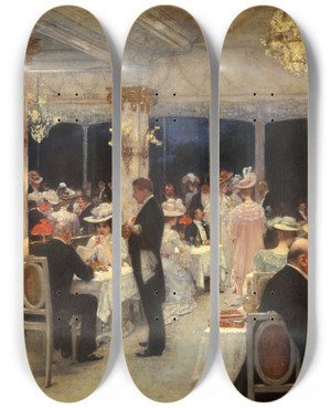 Triptych art skateboard deck of Henri Gervex Armenonville Le Soir Du Grandprix_1 by Henri Gervex (1852-1929)