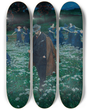 Triptych art skateboard deck of Maximilian Lenz A World by Maximilian Lenz (1860-1948)
