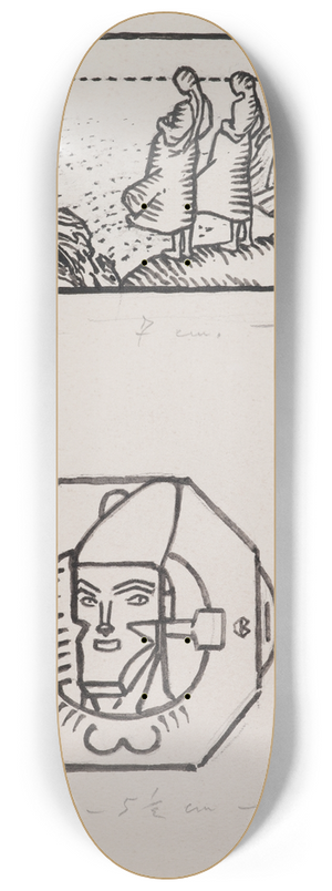 Akseli Gallen-Kallela - Koru-Kalevala, The Illustrated Kalevala; Poem XXVIII opening vignette, end vignette 8.25 inch art skate deck