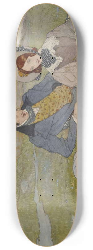 Edmund Dulac - A couple seated in a rural landscape 8.25 inch art skate deck Edmund Dulac - A couple seated in a rural landscape 8.25 inch art skate deck