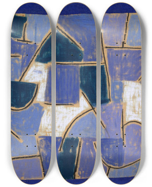 Triptych art skateboard deck of Paul Klee Blue Night by Paul Klee (1879-1940)