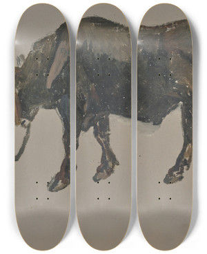 Triptych art skateboard deck of Johann Nepomuk Rauch A Buffalo_2 by Johann Nepomuk Rauch (1804-1847)