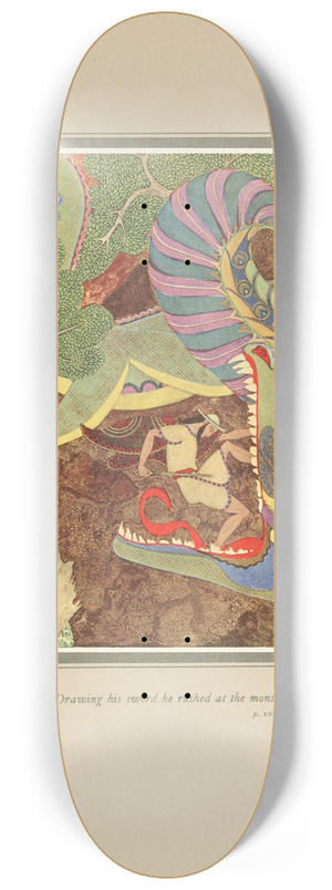 Edmund Dulac - Drawing bis sword, he rushed at the monster 8.25 inch art skate deck Edmund Dulac - Drawing bis sword, he rushed at the monster 8.25 inch art skate deck