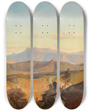 Triptych art skateboard deck of Edmund Von Wrndle View From The Sabine Hills Near Rome by Edmund Von Worndle (1827-1906) Triptych art skateboard deck of Edmund Von Wrndle View From The Sabine Hills Near Rome by Edmund Von Worndle (1827-1906)