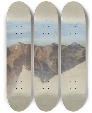 Triptych art skateboard deck of William De Goumois Mountains Of Savoie by William de Goumois (1865-1941)