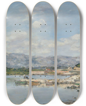 Triptych art skateboard deck of Eugne Boudin Antibes Le Fort Carr by Eugene Boudin (1824-1898)
