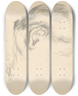 Triptych art skateboard deck of Paul Czanne Three Heads One Of Madame Czanne by Paul Cezanne (1839-1906)