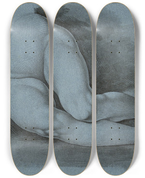 Triptych art skateboard deck of David Humbert De Superville Onderlichaam Van Een Naakte Zittende Vrouwenfiguur by David Humbert De Superville (1770-1849)