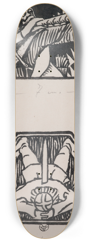 Akseli Gallen-Kallela - Koru-Kalevala, The Illustrated Kalevala; Poem XXXVI opening vignette (not final version), end vignette. 8.25 inch art skate deck