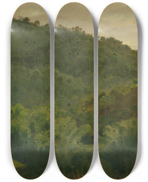 Triptych art skateboard deck of Frederic Edwin Church Landscape From Jamaica West Indies by Frederic Edwin Church (1826-1900) Triptych art skateboard deck of Frederic Edwin Church Landscape From Jamaica West Indies by Frederic Edwin Church (1826-1900)