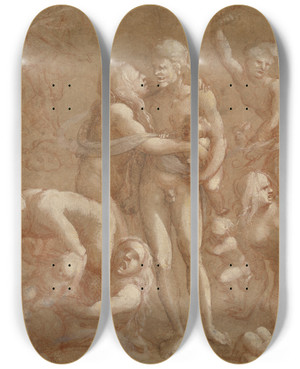 Triptych art skateboard deck of Amico Aspertini Massacre Of The Innocents by Amico Aspertini (1474-1552)