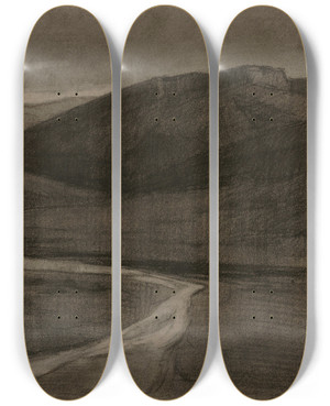 Triptych art skateboard deck of Albert Lebourg Algerian Landscape by Albert Lebourg (1849-1928)