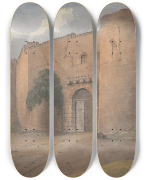 Triptych art skateboard deck of Isaac Weld Rome Porta Pia by Isaac Weld (1774-1856)