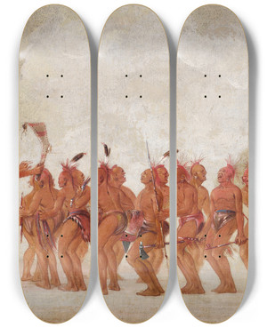 Triptych art skateboard deck of George Catlin Slave Dance Sac And Fox by George Catlin (1796-1872) Triptych art skateboard deck of George Catlin Slave Dance Sac And Fox by George Catlin (1796-1872)