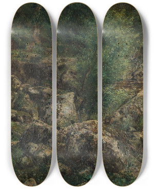 Triptych art skateboard deck of Ernst Josephson The Cool by Ernst Josephson (1851-1906)