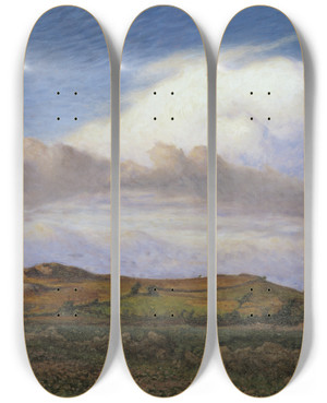 Triptych art skateboard deck of Nils Kreuger The Hsten Hill At Varberg Ii by Nils Kreuger (1858-1930)
