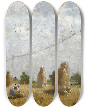 Triptych art skateboard deck of Josua Von Gietl Kornernte by Josua Von Gietl