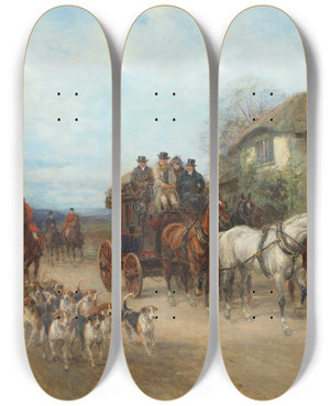 Triptych art skateboard deck of Heywood Hardy On The Road by Heywood Hardy (1842-1933)