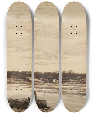 Triptych art skateboard deck of Thodore Rousseau The Loing River At The Edge Of The Forest Of Fontainebleau by Theodore Rousseau (1812-1867) Triptych art skateboard deck of Thodore Rousseau The Loing River At The Edge Of The Forest Of Fontainebleau by Theodore Rousseau (1812-1867)